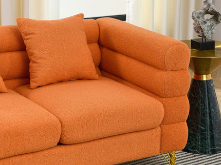Oversized L - Shaped Corner Sofa, 5 Seater Sectional With 3 Cushions, Living Room Furniture - Orange