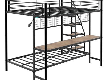 Bunk Bed With Built In Desk And LED Lighting