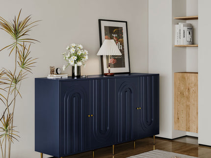 Modern Lacquered 4 Door Cabinet Sideboard Buffet Server Cabinet Storage Cabinet, For Living Room, Entryway, Hallway, Office, Kitchen And Dining Room