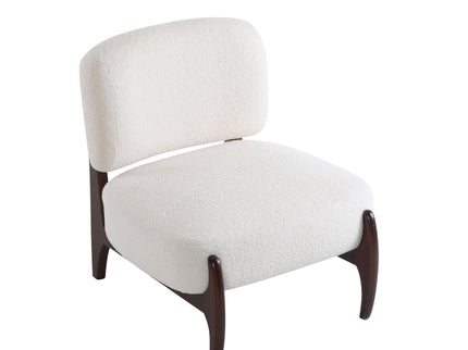 Modern Boucle Lounge Chair With Solid Wood Fram