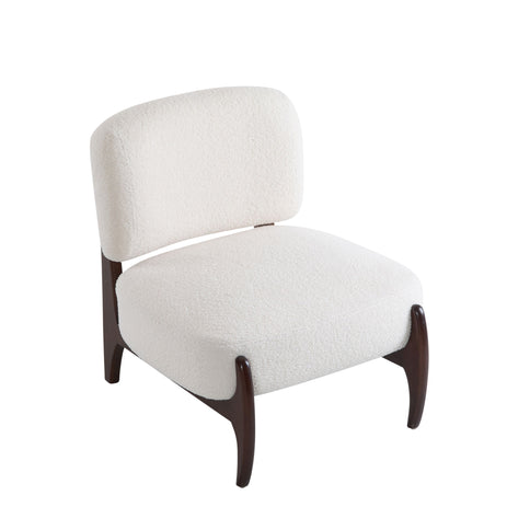 Modern Boucle Lounge Chair With Solid Wood Fram