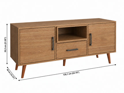 TV Stand For TVs Up To 60" With 2 Doors, 1 Drawer And 1 Open Shelf - Oak