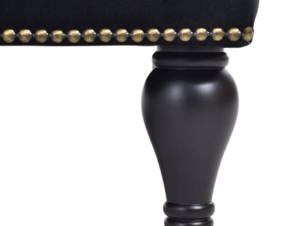 Velvet Chaise Lounge, Button Tufted Right Arm Facing Lounge Chair With Nailhead Trim For Living Room - Black