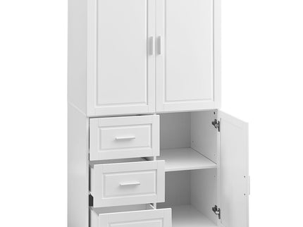 Tall And Wide Storage Cabinet With Doors, 3 Drawers