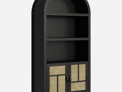 Arched Pantry Cabinet With Adjustable Storage & Doors - Black