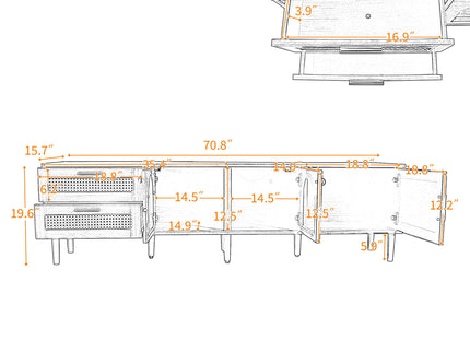 TV Stand With App-Controlled LED Lights, 2 Drawers & Door Storage