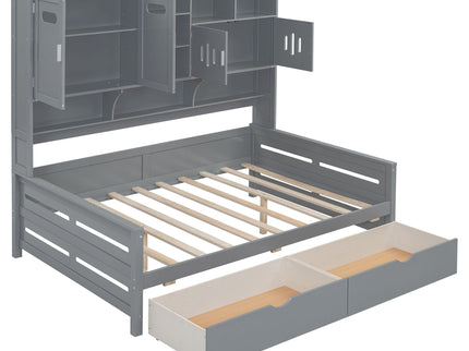 Daybed With All-In-One Cabinet And Shelf
