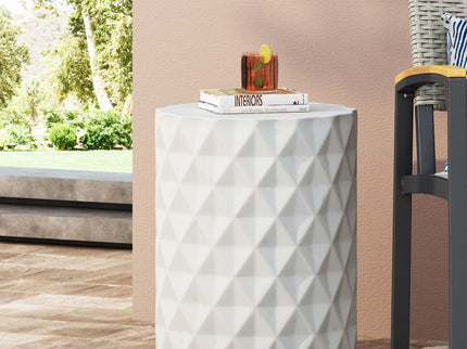 Outdoor Lightweight Concrete, Side Table - Antique White