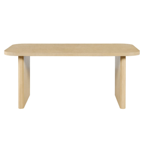 5 Piece Indoor Dining Set With Fluted Table & Chairs - Khaki / Light Oak / Natural