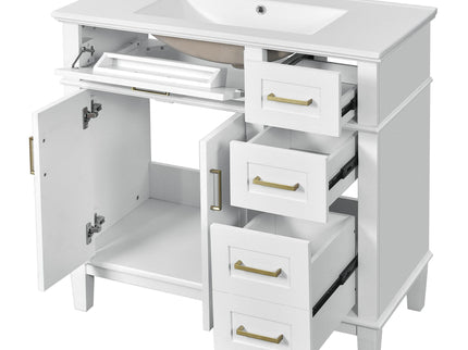 Modern Bathroom Vanity With Ceramic Sink, Soft Close Storage Cabinet