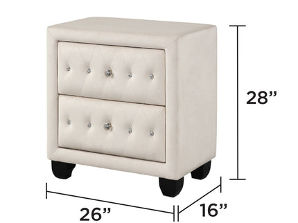 Sophia - 2 Drawer Upholstered Nightstand