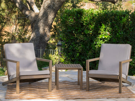 Celestaria - 3 Piece Outdoor Chat Set With Adirondack Chairs, Cushions And Side Table