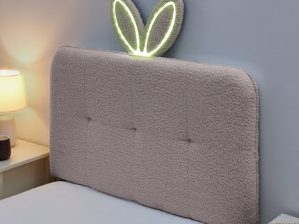 Upholstered Bed With Oversized Rabbit Ear Headboard, LED Lights & 4 Storage Drawers