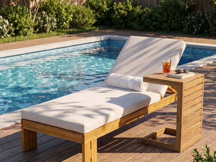 Outdoor Chaise Lounge Set & Side Table, 5 Position Adjustable Patio Recliner