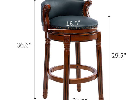 29.5'' Cow Top Wooden Bar Stool, 360 Degree Swivel Bar Height Chair With Backs For Home Kitchen Counter