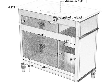 Bathroom Vanity With Sink, Freestanding Cabinet & Drawers