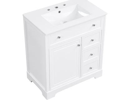 Bathroom Vanity With Sink Top, Cabinet With Door And 2 Drawers - White