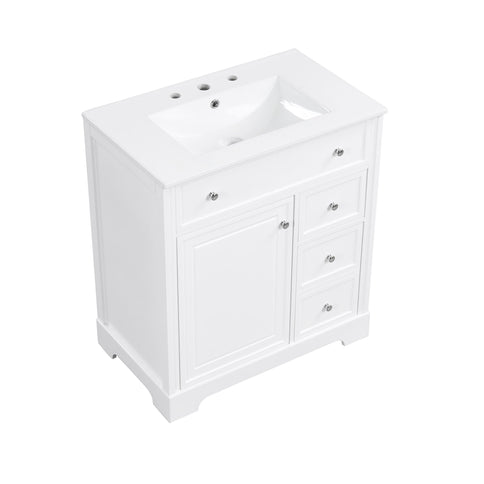 Bathroom Vanity With Sink Top, Cabinet With Door And 2 Drawers - White