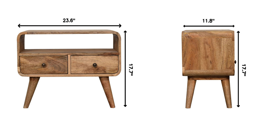 Mini Curved Media Unit - Oak