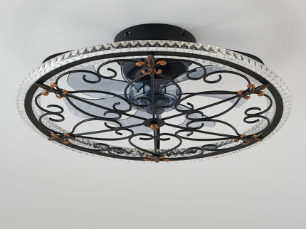 Caged Ceiling Fan With Remote Controlled LED Light - Matte Black