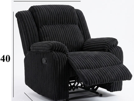 Motion Recliner Chair With Plush Armrests For Living Room, Soft Seat - Black