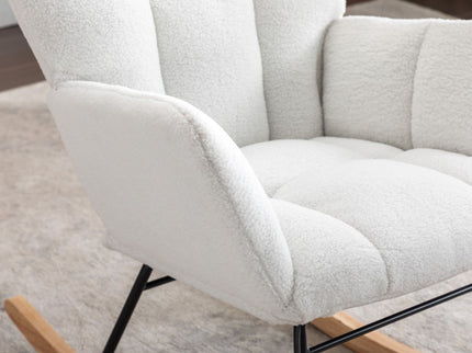 Teddy Fabric Rocking Gilder Nursery Chair For Living Room Indoor - Ivory