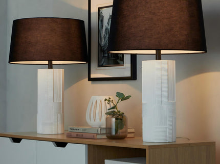 Petra - Contemporary Table Lamp (Set of 2) - Cream / Black