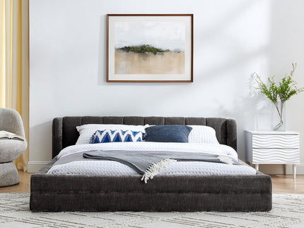 Modern Upholstered Bed Frame With Thick Fabric And Headboard