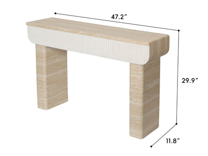 Entryway Table With 2 Hidden Handle Drawers For Entrance - Beige / Yellow