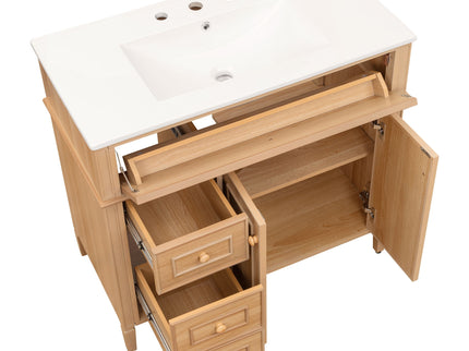 Bathroom Vanity With Sink, 3 Drawers & 2 Doors