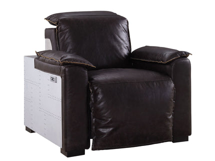 Misezon - Top Grain Leather Power Motion Recliner - Dark Brown