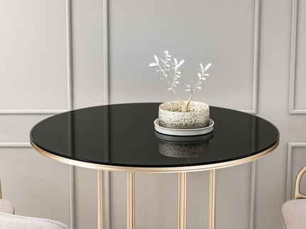 36" Round Tempered Glass Table Top Black Glass 1 / 4" Thick Round Polished Edge - Black