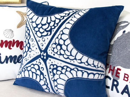 Seastar Starfish Pillow Cover - Indigo