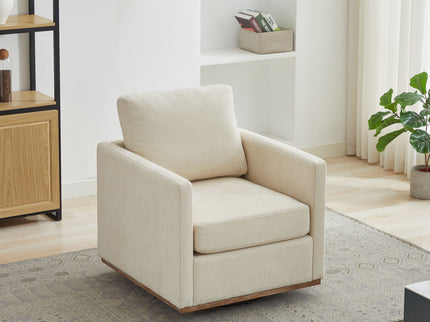 Modern Square Upholstered Swivel Accent Chair With Metal Base