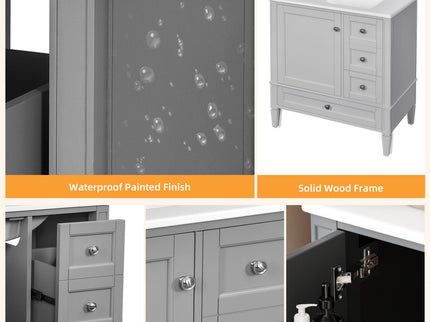 Bathroom Vanity With Sink, Storage Cabinet With 3 Drawers