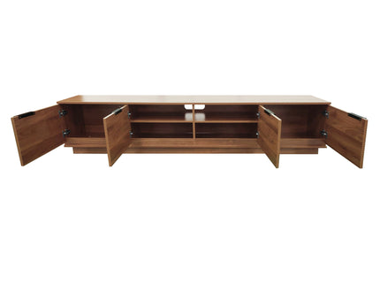 TV Stand, Entertainment Center & Fluted Door & Cable Management, Soft Closing Hinges - Walnut