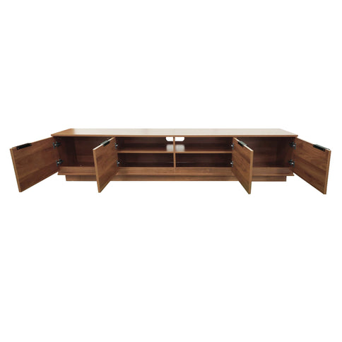 TV Stand, Entertainment Center & Fluted Door & Cable Management, Soft Closing Hinges - Walnut