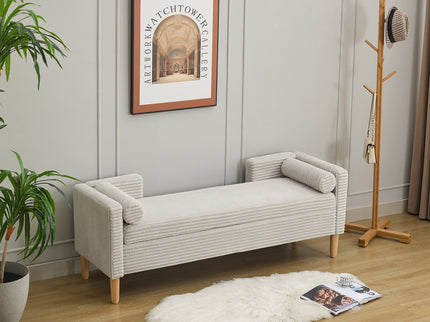 Upholstered Corduroy Flip Top Storage Bench For Living Room