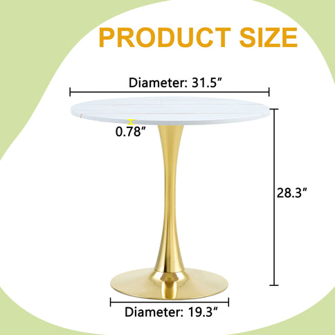 Round Dining Table & Thickened Top For Kitchen