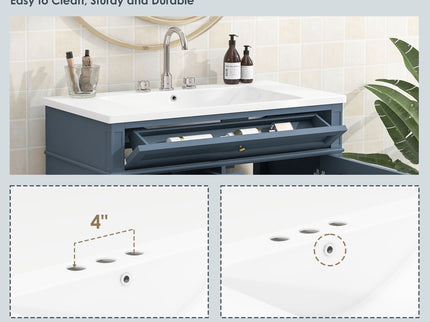 Bathroom Vanity With Top Sink, Storage Cabinet With 2 Drawers And Tip Out Drawer