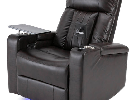 Power Recliner With Storage Arms, Cupholders, Swivel Tray Table And Cell Phone Stand - Brown