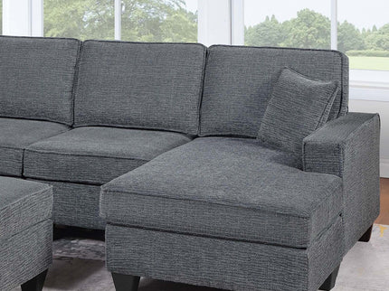 5 Piece Sectional Set Left Arm Loveseat With USB Port Corner Wedge Ottoman Armless Chair Right Arm Loveseat With Chaise - Gray / Slate