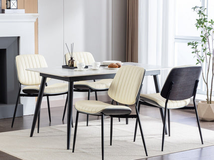 Dining Chairs (Set of 2) Mid-Century Modern Retro Chair With Walnut Bentwood Back Upholstered Seat Metal Legs Adjustable Foot For Kitchen Dining Room Chairs