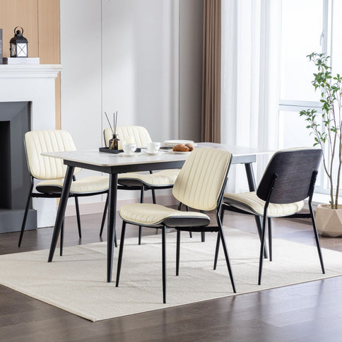 Dining Chairs (Set of 2) Mid-Century Modern Retro Chair With Walnut Bentwood Back Upholstered Seat Metal Legs Adjustable Foot For Kitchen Dining Room Chairs