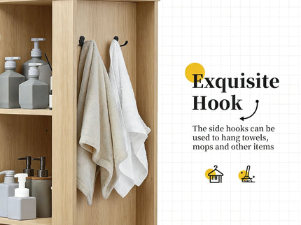 Modern Tall Storage Cabinet With Tilt-Out Compartment, Adjustable Shelves