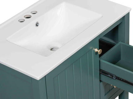 Transitional Style Bathroom Vanity Cabinet Combo With Ceramic Sink