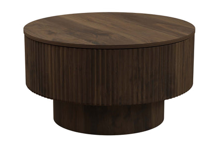 Modern Circular Coffee Table With Stripe Design And Storage Space