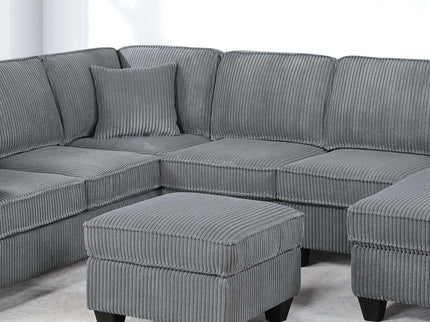 Left Arm Facing Loveseat With USB Port And Storage Sectional Set With Corner Wedge Armless Chair And Cocktail Ottoman - Fog