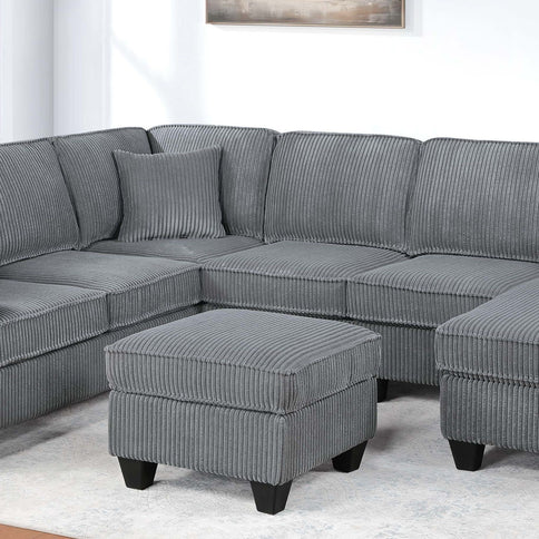 Left Arm Facing Loveseat With USB Port And Storage Sectional Set With Corner Wedge Armless Chair And Cocktail Ottoman - Fog