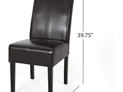 Bonded Leather Upholstered Dining Chair With Solid Wood Legs (Set of 2) - Chocolate